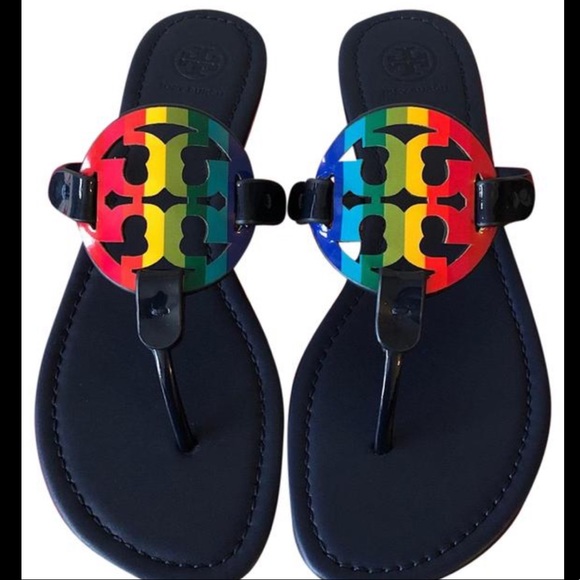Tory Burch Miller Leather rainbow Sandals size 6 - Picture 9 of 9
